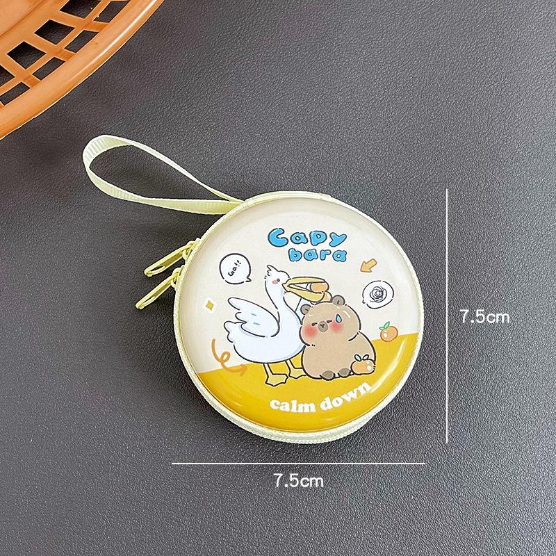 

Милый мультяшный кошелек для монет на молнии из жести Capibala Mini, сумка для мелочи, портативная сумка для наушников, милая детская сумка для монет и ключей Capybara