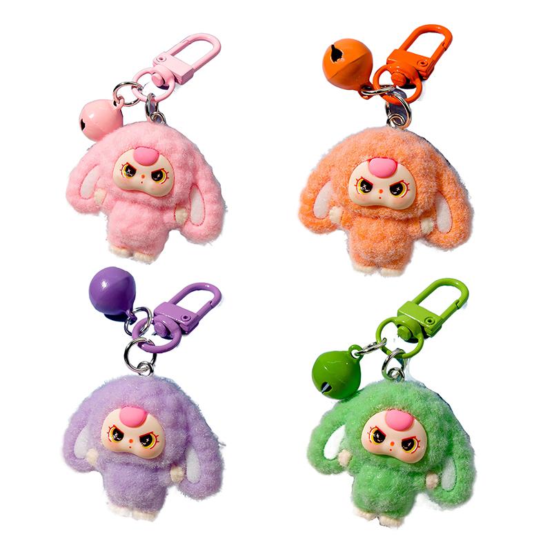Cartoon Flocking Big Eared Doll Keychain Pendant Cute  Doll Keychain Exquisite Backpack Decoration Accessories Gifts