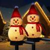 2pcs Solar Christmas Snowman LED Stake Lights Solar Snowman Santa Waterproof Walkway Landscape Lights For Home Yard Garden Decor