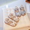 Girls bag head sandals fashion princess shoes summer 2025 new children's beach shoes girls hollow woven sandals