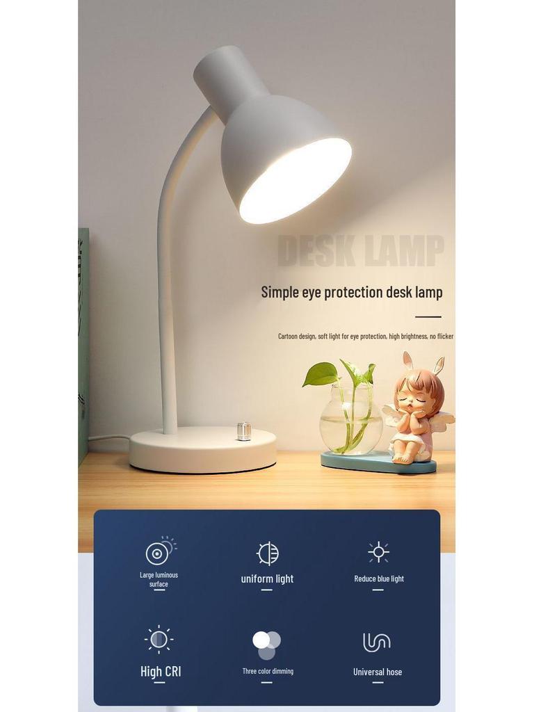 Eye-Safe LED Desk Lamp for Study, Dorm, and Office - Minimalist Metal Design
