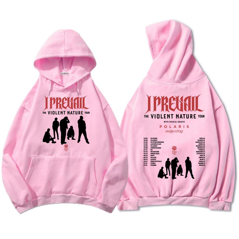 I Prevail VIOLENT NATURE Tour 2026 Hoodies Fashion Long Sleeve Winter Hooded Sweatshirts Punk Band Graphic Print Pullovers