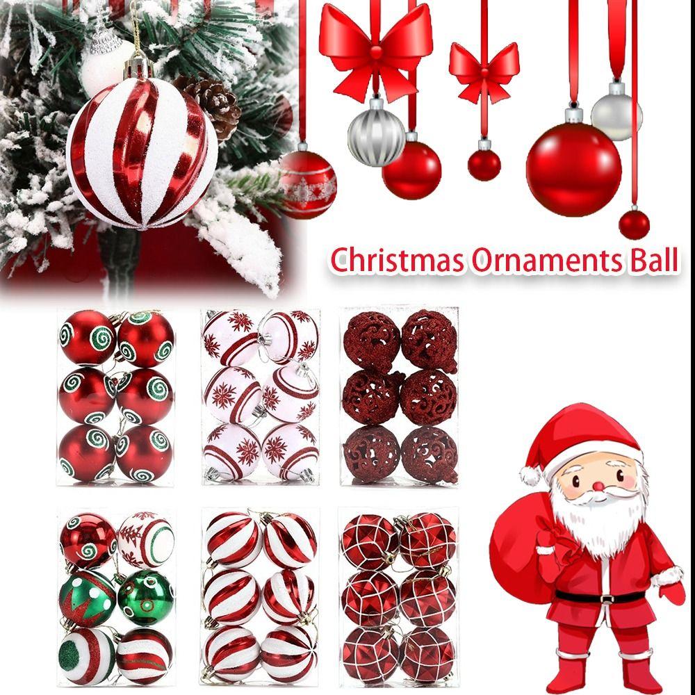 6Pcs 6cm Plastic Christmas Ball Festive atmosphere Painted Christmas Ornaments Ball Set Xmas Tree Decor Christmas Ball Pendant