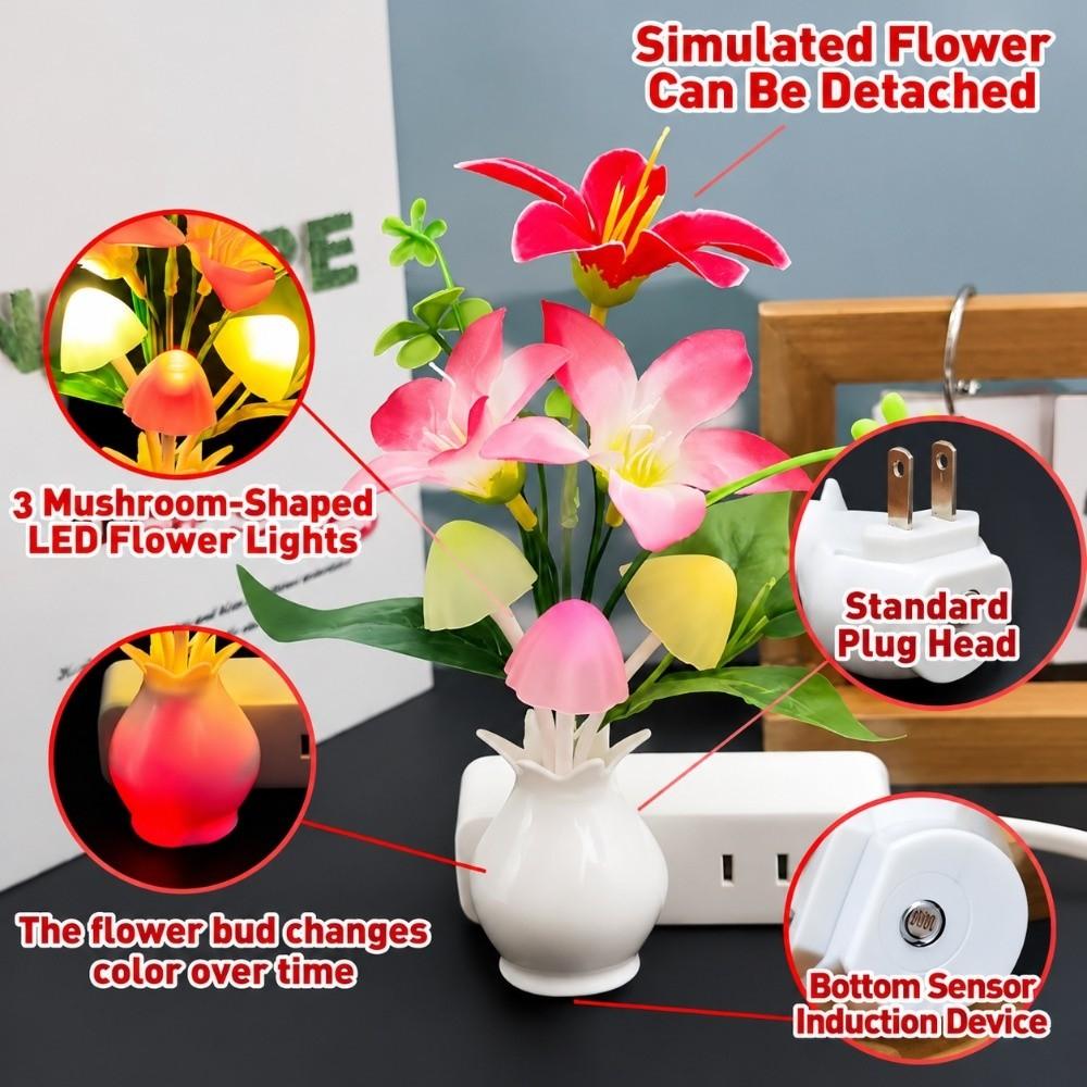 Light Sensor Night Light Plug-in Bedside Night Lamp New LED Mushroom Night Light Bedroom