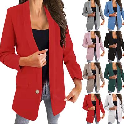 Damen-Top-Jacke, einfarbig, mit Reversknopf, schmaler Passform, eleganter Anzug