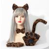 1 sett Cosplay kattehanskesett med sløyfehale og justerbart hodebånd Myk plysj Halloween Performance Prop Comic Expos Photoshoots Tilbehør
