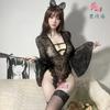 Sexy Lingerie Sexy Perspective Onesie Pure Desire Wind Horn Sleeve Lace Deep V Hollow