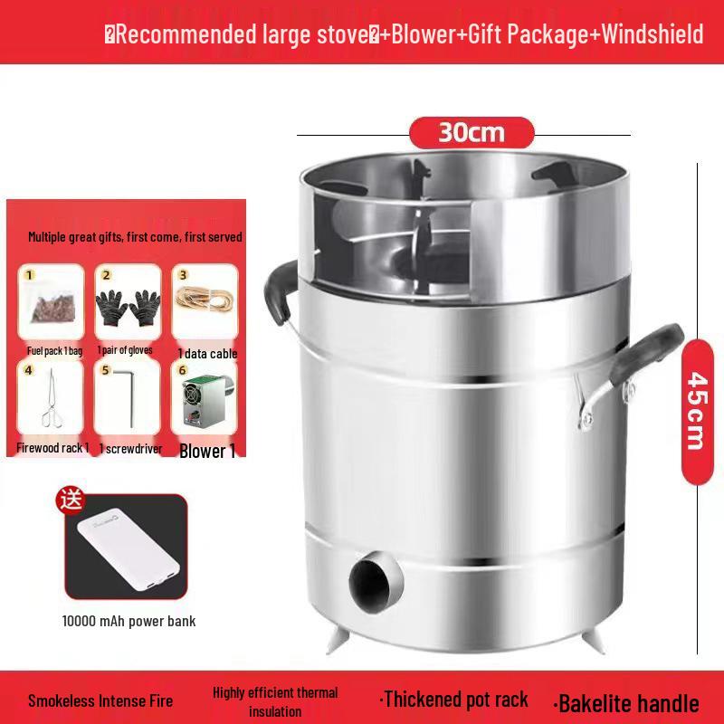 Portable Outdoor Wood & Gas Camping Stove - Smokeless, Eco-Friendly, Household Use