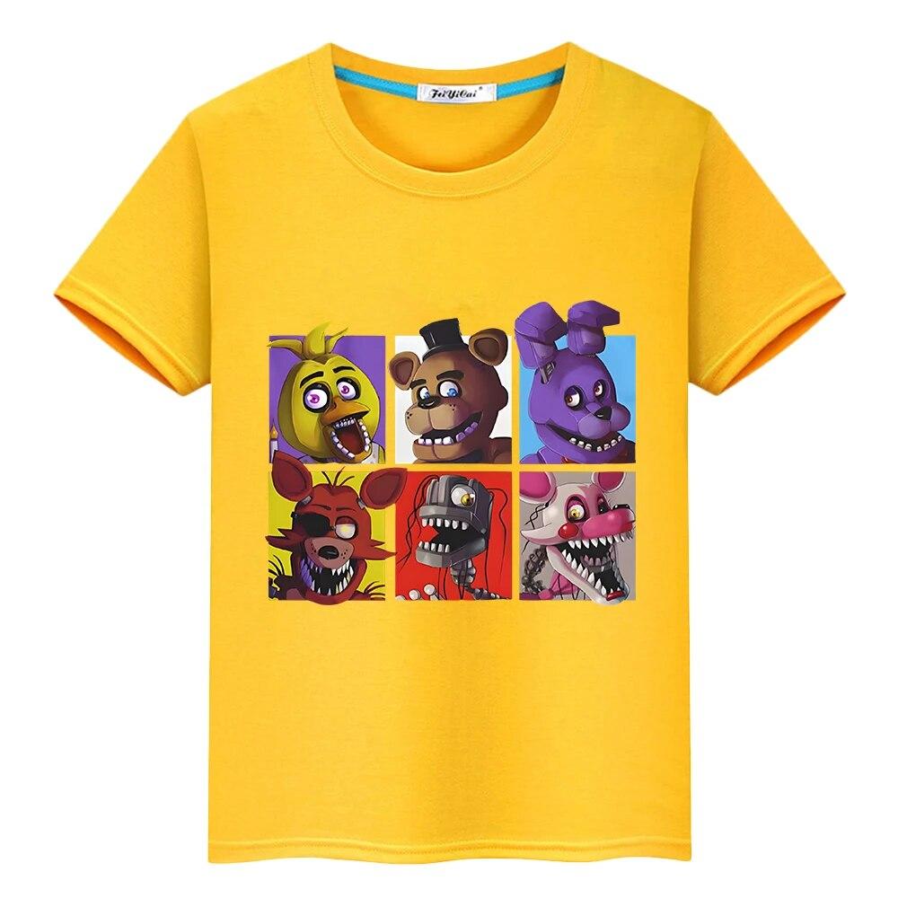 Letní tričko FNAF 100% bavlna Krátký kreslený potisk Anime Trička y2k jednodílné tričko Bear Rabbit pride chlapec Topy dětské oblečení dívky