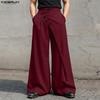 INCERUN Men High Waist Back Elastic Traditional Knot Casual Long Trousers Pants