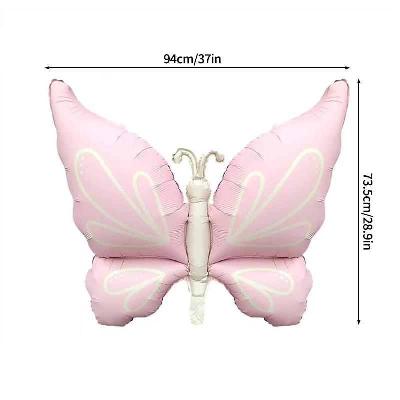 Pink Butterfly Birthday Balloons Aluminum Film Balloon  Heart Shaped Balloons with Bow Wedding Party Baby Shower Supplies Globos