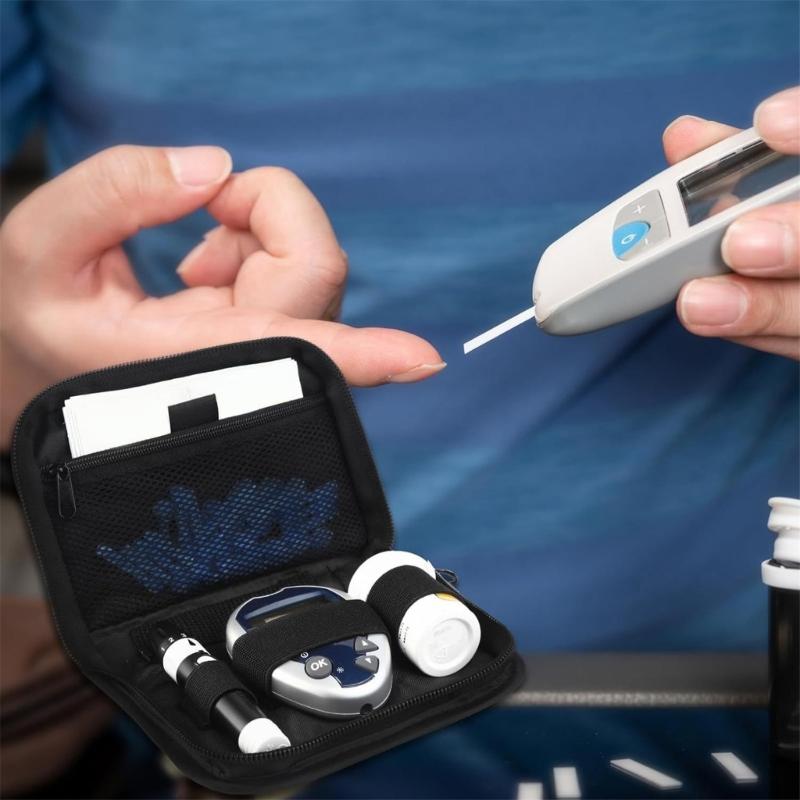 Prerequisites Glucose Test Set Travel Case With Protective Dividers Waterproof Fabric For Diabetic Management Essentials