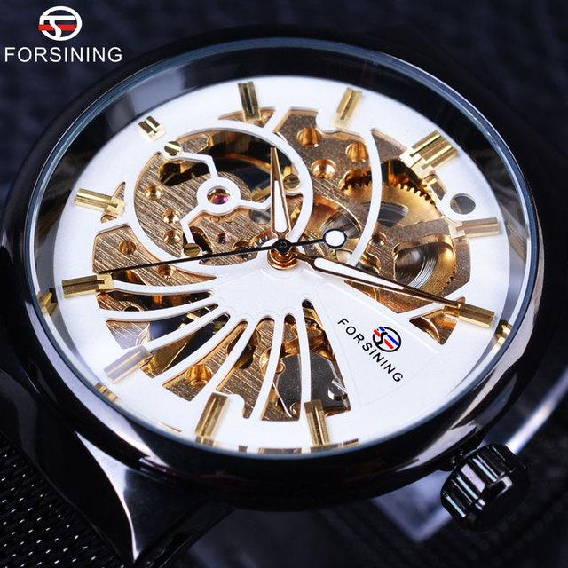 Forsinging Neue Top-Herrenuhr Casual Business-Stil Vollhohle Herren-Mechanische Uhr Herren Wasserdicht Leuchtend