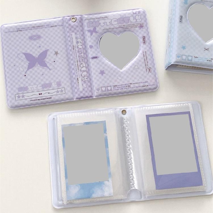 3Inch Mini Photo Card Album Heart Hollowed Styles Cover with 40 Pocket Card Binder Book for Capturing Daily Moment