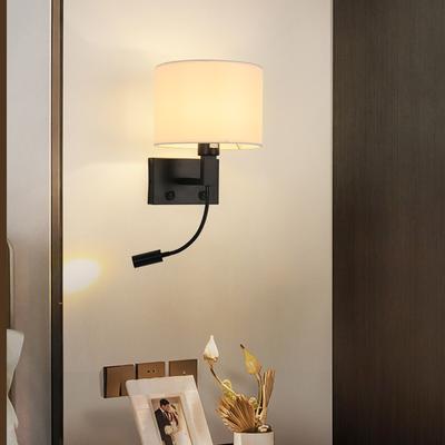 Latest Hotel Bedside Led Wall Lamp Modern Simple Living Room Bedroom Bedside Cloth Cover Lamp European Bedside Wall Sconce