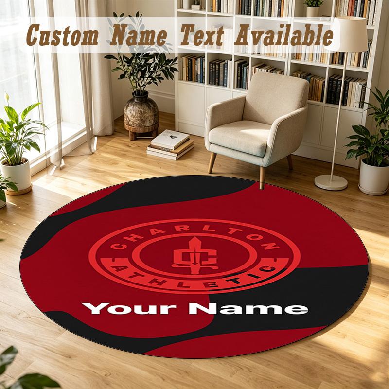 Round Rug Custom NameCharlton Athletic Pattern Non Slip Carpet Home Floor Decor