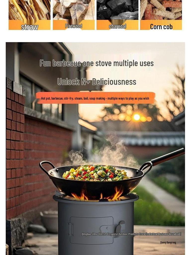 Portable Outdoor Firewood Stove: Multi-Functional and Thickened for Camping, Picnics, and Tea Brewing
