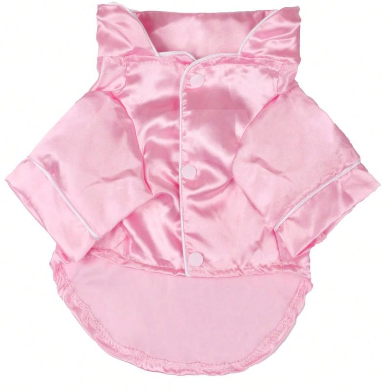 1pc Adorable Pet Clothes, 2-Leg Silk Spring/Autumn Pajamas with Snap-Button Design, for Dogs & Cats Such As Poodle, Bulldog