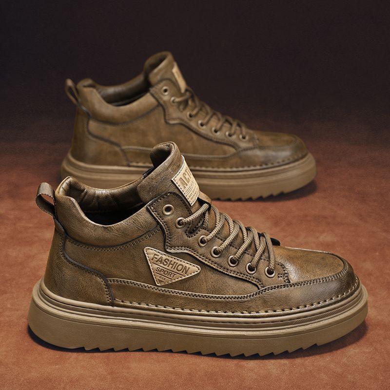2025 Men's Trendy Thick-Soled High-Top Casual Leather Martin Boots and Workwear Sneakers