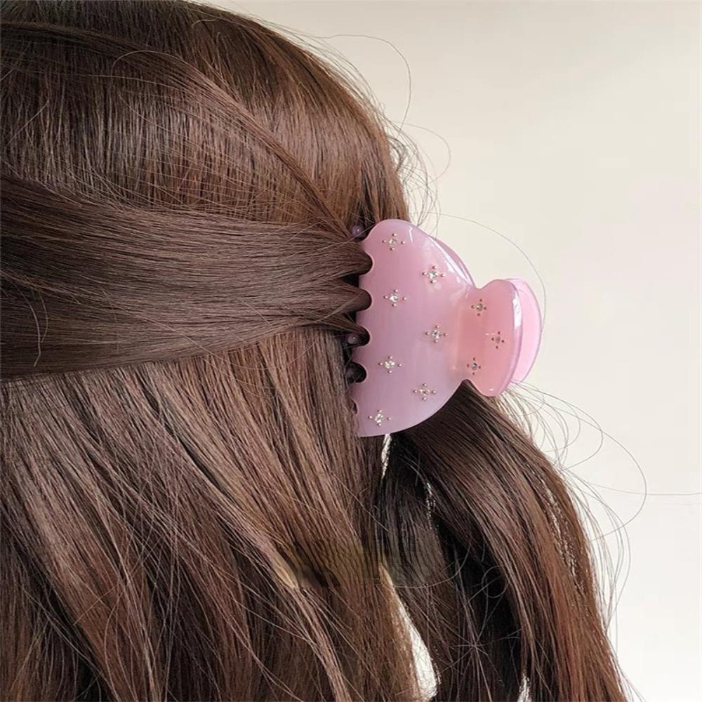 Retro Acetic Acid Rhinestone Semicircle Hair Clip Headwear Korean Style Shark Clip Girls Hair Claw