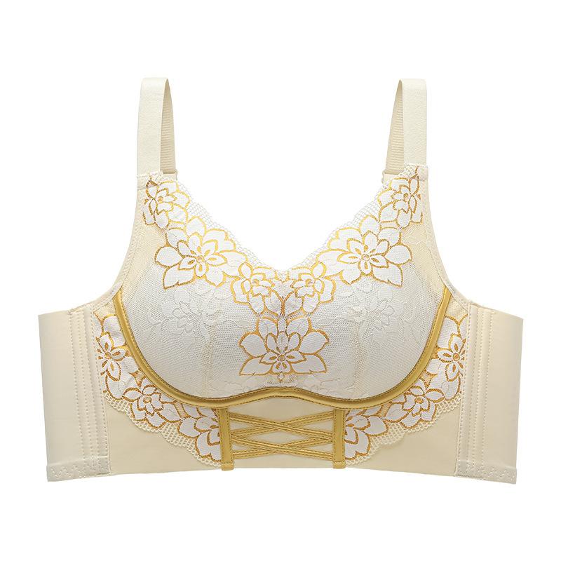 New Underwear Lace Non-steel Ring Anti-sagging Side Breasts Gathered Bra