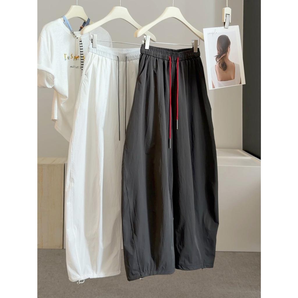 Women's High Waist Wide Leg Pants Drawstring Loose Casual Summer Trousers with Pockets