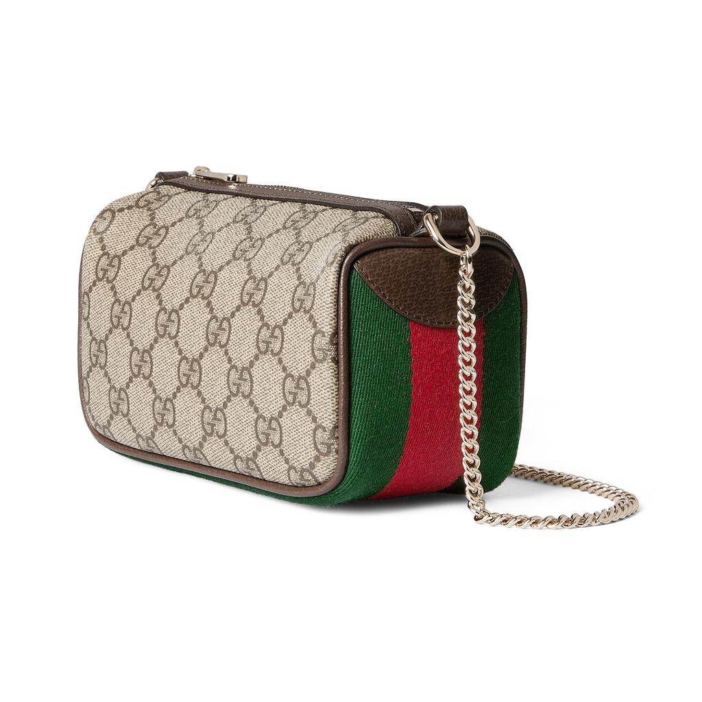 Gucci Ophidia Logo Canvas And Leather Mini Shoulder Bag Women Shoulder Bag Beige Dark-Brown 838475-FAE0S-9746