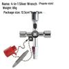 Multi-functional Silver Triangular Wrench with Bit Key & Four-in-One Pagoda