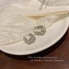 Korean version of retro flash diamond circle ear buckle women's high-end sense light luxury temperament earrings autumn and winter new earrings