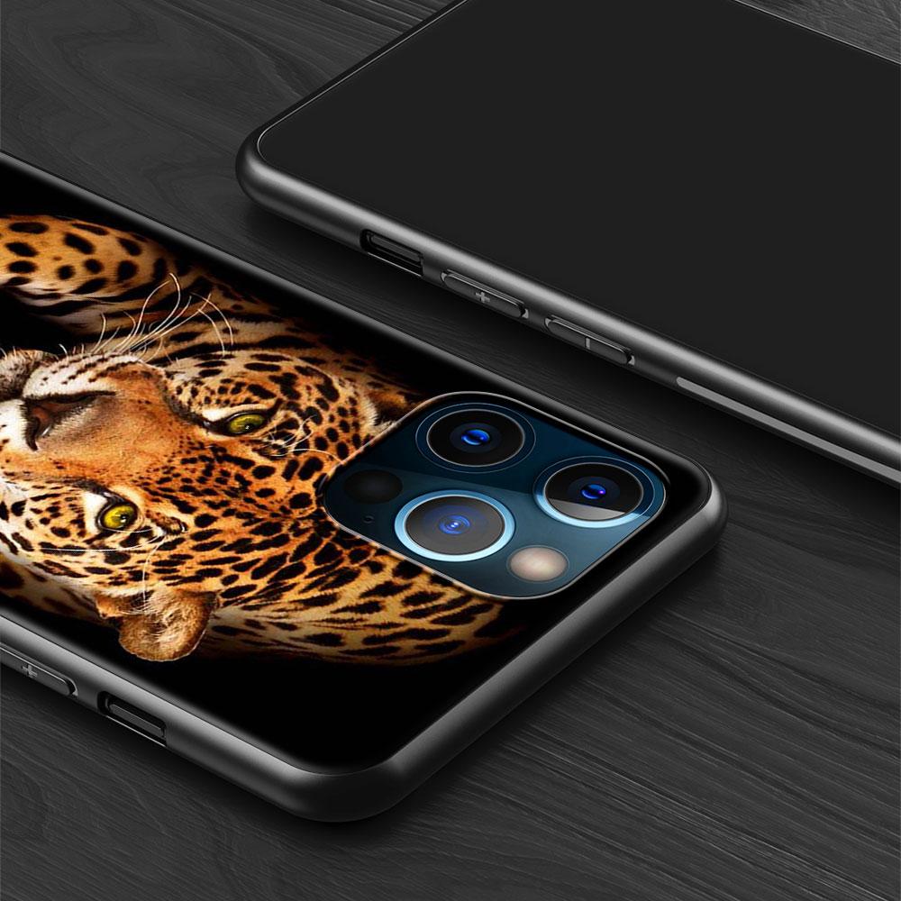 Phone Case for Apple iPhone 14 15 11 12 13 Pro Max XR X 7 8 Plus XS Black Soft Cover SE 2020 Coque Lion Tiger Animal Bumper