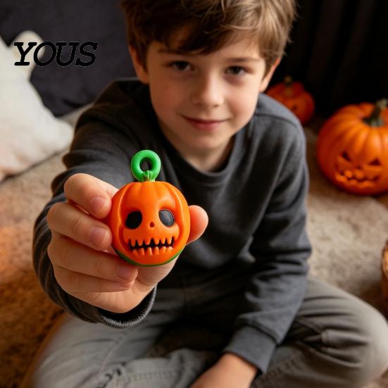 Pumpkin Fidget Spinner Rotating Halloween Toy, Stress Relief Ghost Face Plastic Gadgets Spinner, 3D Printed Toy for Keychain Pendant Party Favors