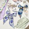 2025 Korean Fashion Flowers Pattern Women Twill Decorative Ribbon Small Scarf Binding Bag Handle Ribbon Hair Band Small Scarf