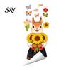 Renters Window Sticker Spring Fox Clings Cartoon Flowers Butterflies Glass Non-glue Decoration Removable Cute Animal Decals for Home Office Shop Decor