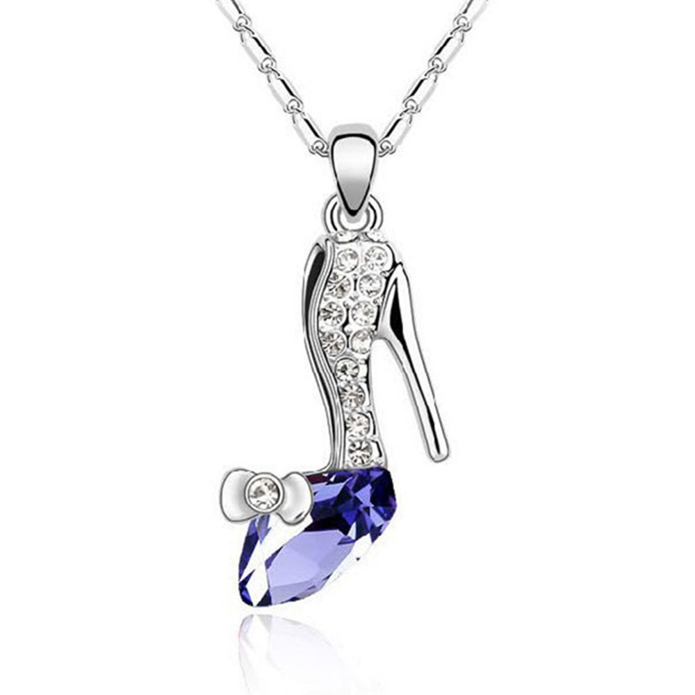 Lovers Elegant Glass Romantic Jewelry Shoe Fantasy Lady Cinderella Gift Statement Women Heel Pendant Crystal High Necklace
