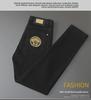 Men's Slim Straight Stretch Jeans with Gold Embroidery - Spring/Autumn Collection