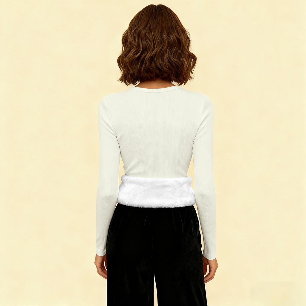 Women's Fashionable And Casual Solid Color Long Sleeve Fleece Lined Base Layer Top
