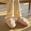 Women's Plush Slip-On Moccasin House Shoes, Cozy Thick Plush Lining with Bow Accent & Soft Fabric Upper, Non-Slip Indoor/Outdoor Winter Slippers
