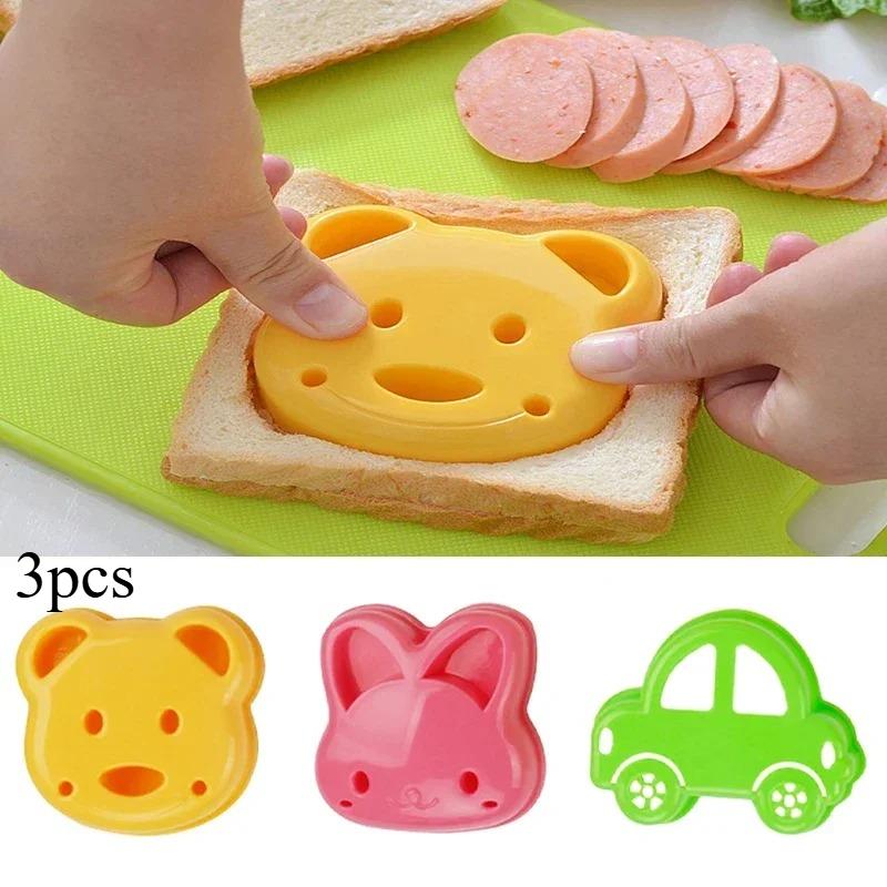 

3 шт./набор Форма для сэндвичей Медведь Кролик Машина Форма для хлеба Форма для торта Печенье Тиснение Устройство Корка Вырубка для печенья Кондитерские инструменты для выпечки