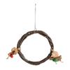 Wooden Bird Swing Perch Branch Woven Ring Colorful Food Colouring Parrot Hanging Swing Toy for