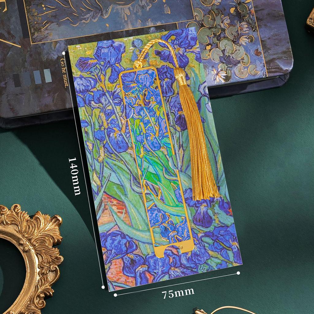 Ensemble de Marque-pages en Métal Élégant: Boîte cadeau de Nouvel An pour étudiants inspirée de la peinture à l'huile.