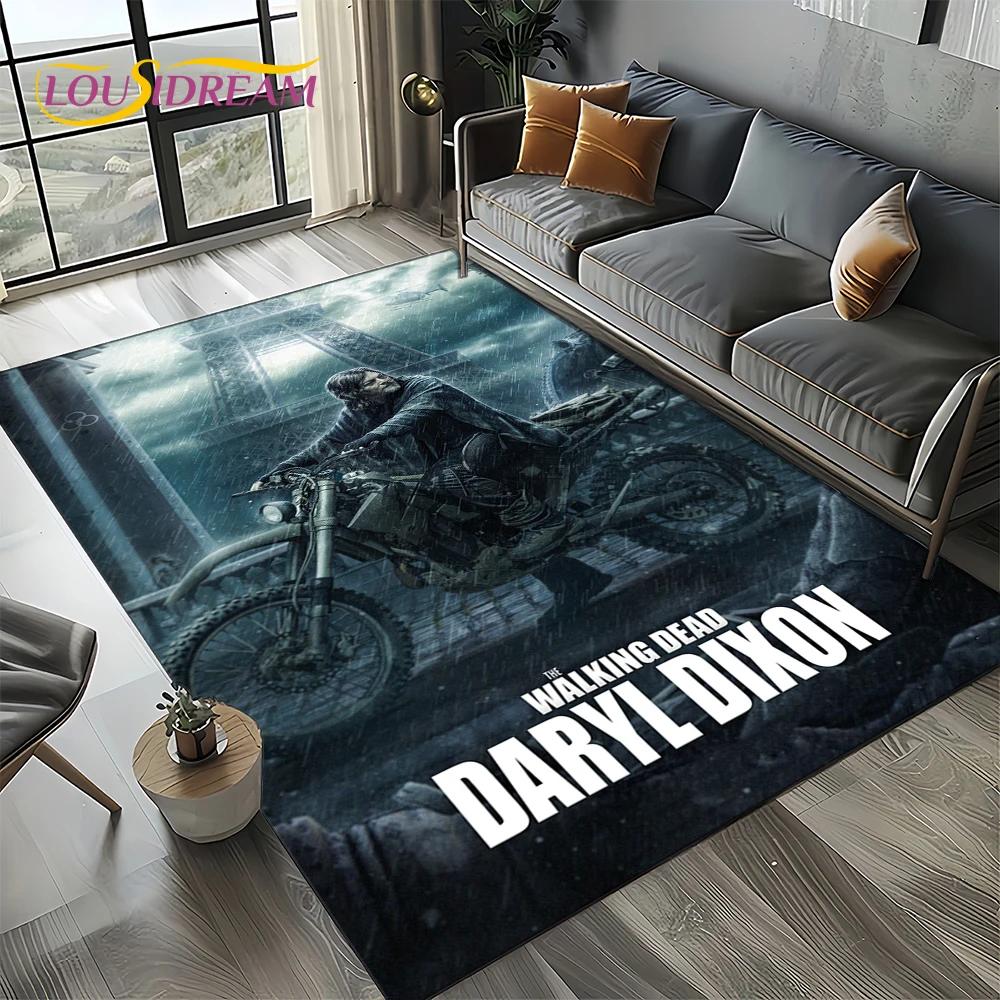 TWD Walking Dead Rick Daryl Horror TV Teppich für Wohnzimmer Schlafzimmer Haus Sofa Dekoration, Kinderteppich rutschfeste Bodenmatte