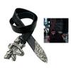 Black Embossed Waist Belt with Texture Design, Metal Buckles and PU Waist Strap for Street Wear Styling Pants Accessories