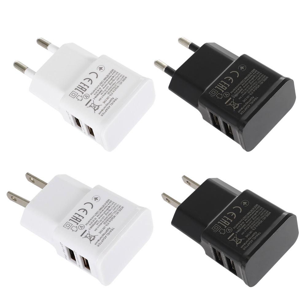 

Dual USB Smart Travel Phone Charger Adapter - 1A EU Plug Black