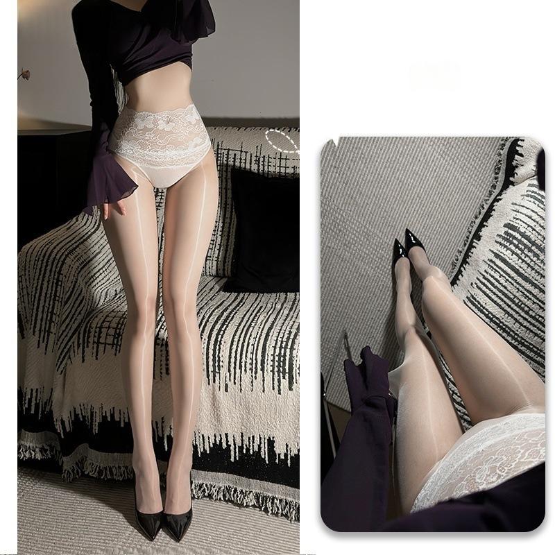 Sex Unterwäsche Sommer ultradünn schwarze Seide glatte Spitze Taille große Größe Aurora Strümpfe nahtloser Schritt ölig glänzende Strumpfhose