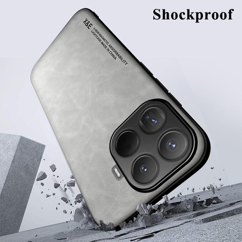 KEYSION Luxury Retro PU Leather Phone Case for Xiaomi 15T Pro Soft Silicone+PC Shockproof Phone Back Cover for Xiaomi 15T 15TPro