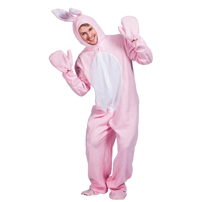 Pink Bunny Costume For Adults With Polyester Material For Cosplay And Halloween Parties