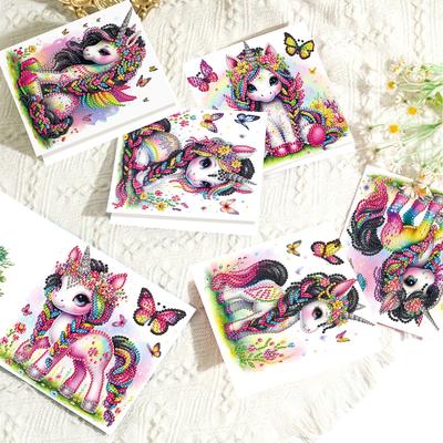6pcs DIY Diamond Painting Greeting Card Set Diamond Art Greeting Cards Diamond Art Handmade Cards for Festivals and Celebrations