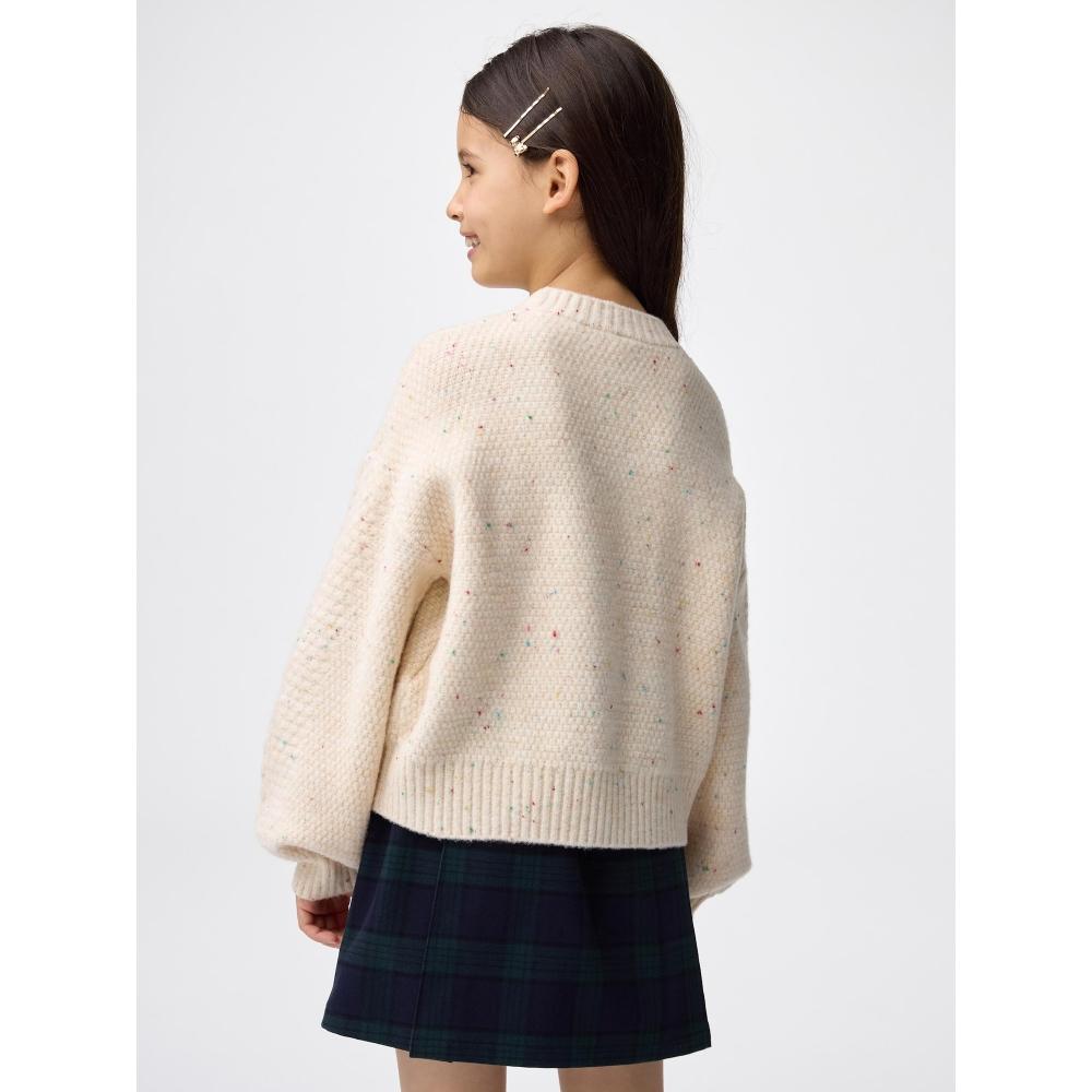 Gu By Uniqlo Girls Puff Knit Color Nep Cable Sweater