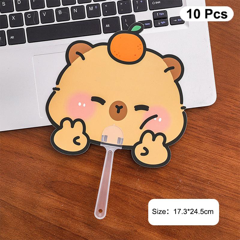 10Pcs Cute Cartoon Capybara Shape Plastic Folding Fan Summer Portable Mini Cooling Fan Student Handheld Fan Kawaii Kid Fan