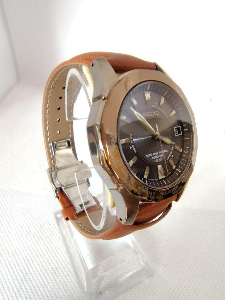 [USED] Radio-controlled solar watch, rare, Seiko Brightz World Time strap